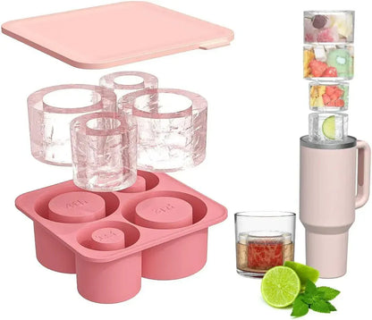 Ice Cube Tray Mold for Tumbler Stanley Cup Silicone Cylinder Ice Cube Maker Mold with Lid For 20oz 30oz 40oz - Maison Novaire #