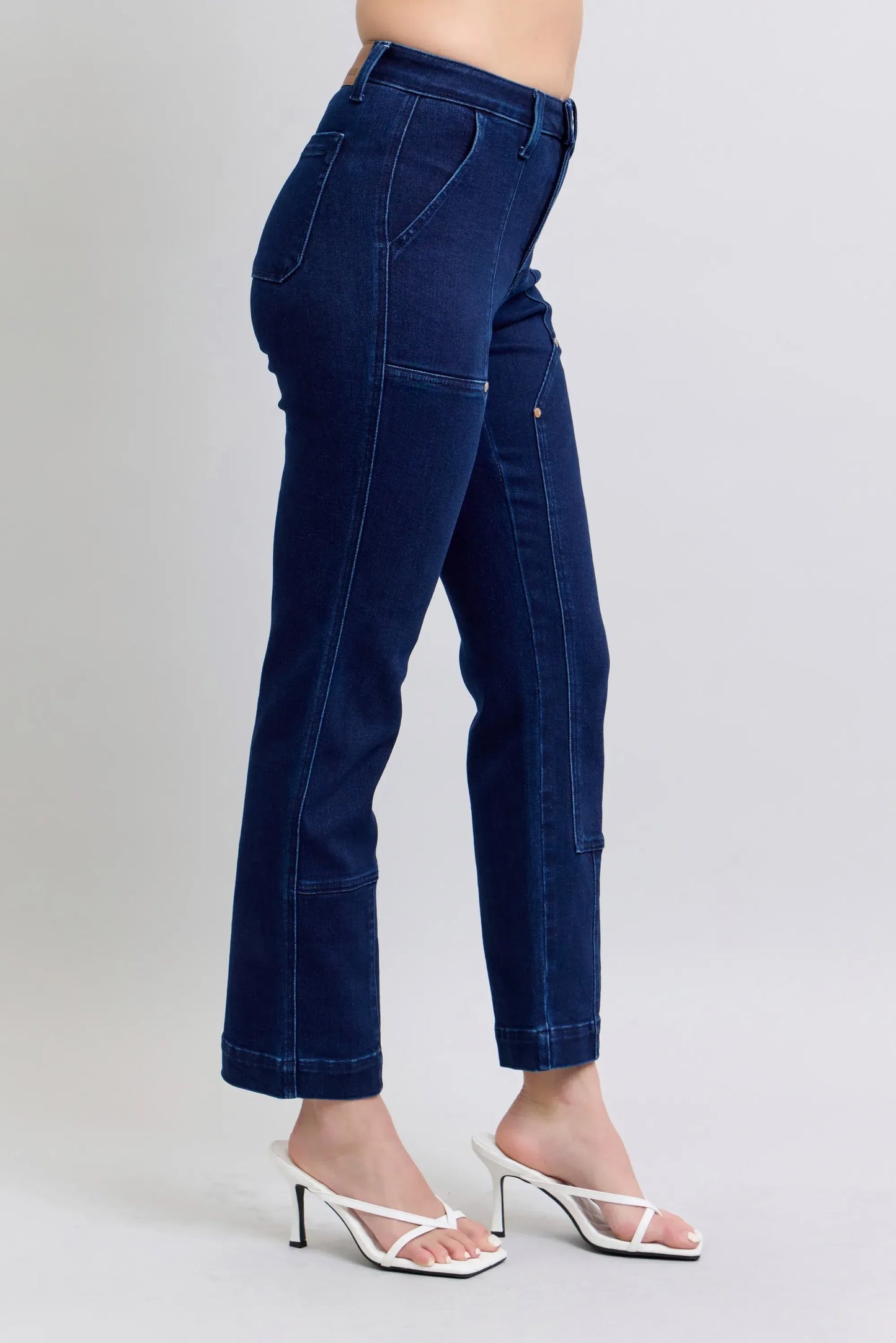 Indigo Star Stud High-Waist Straight-Leg Jeans - BLAKESTORE-NG
