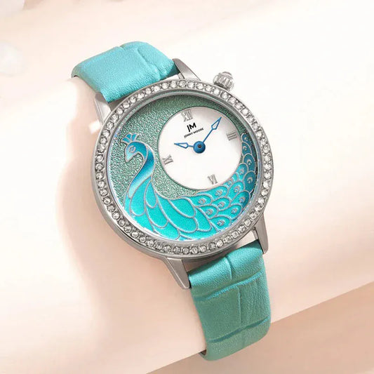JONNY MOORE 1597 Exquisite Peacock Dial Women’s Watch - Maison Novaire