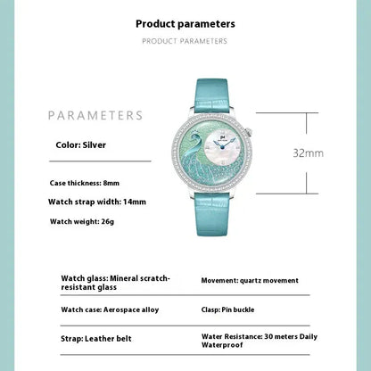 JONNY MOORE 1597 Exquisite Peacock Dial Women’s Watch - BLAKESTORE-NG