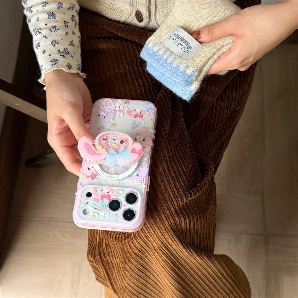Kawaii Dessert Rabbit Magnetic Phone Case | Cute MagSafe Stand Cover