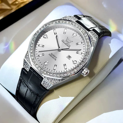 OLEVS Luxury Women’s Leather Quartz Watch | Elegant Waterproof Date - Maison Novaire #