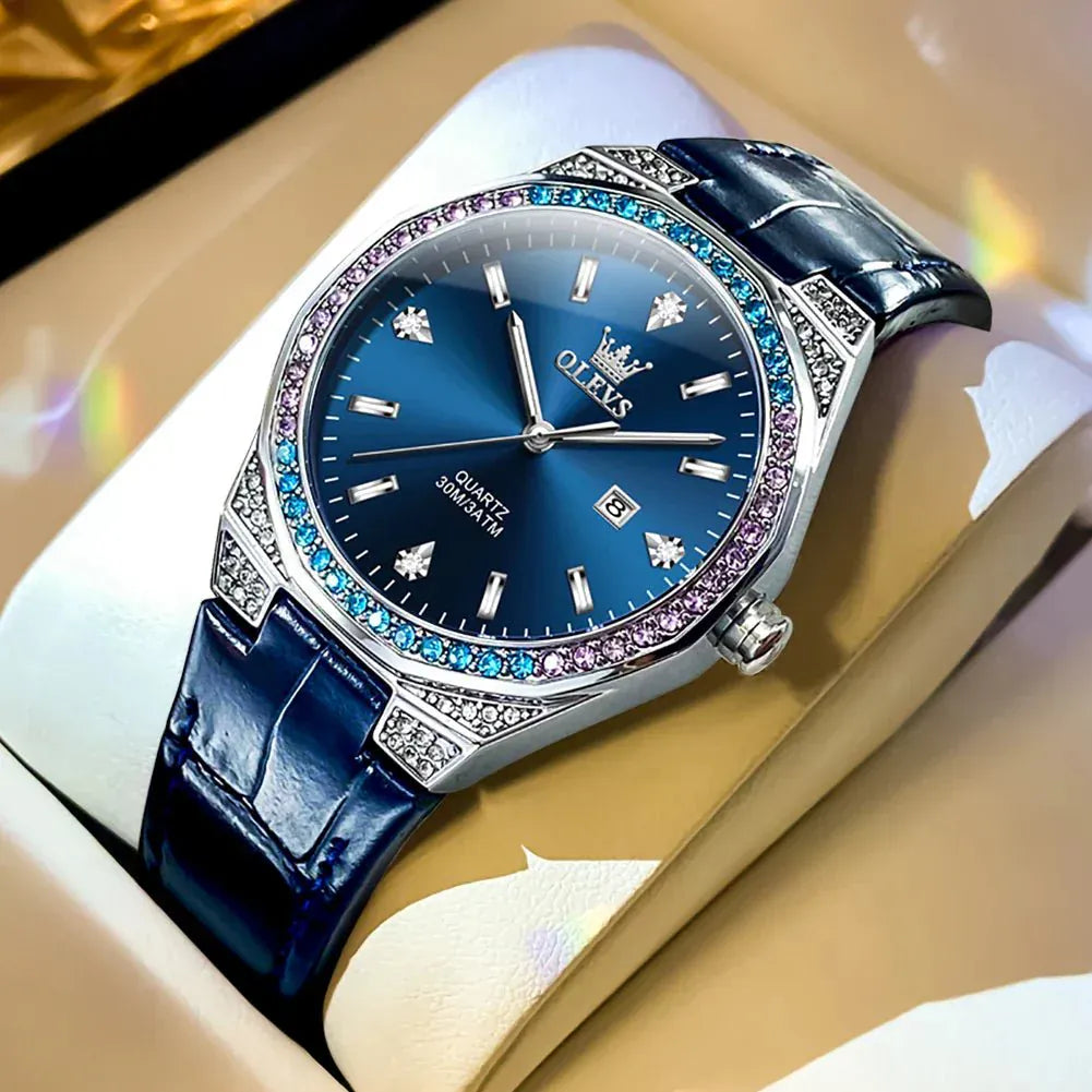 OLEVS Luxury Women’s Leather Quartz Watch | Elegant Waterproof Date - Maison Novaire #