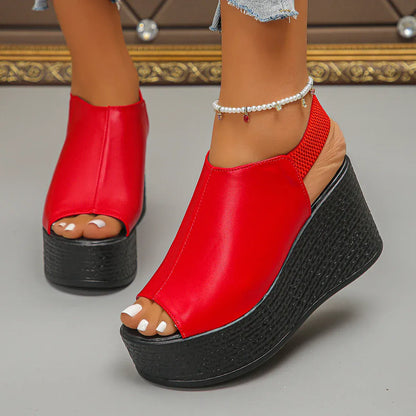 Leather Wedge Sandals - Maison Novaire #