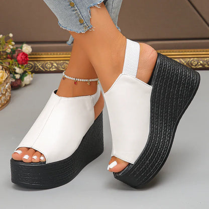 Leather Wedge Sandals - Maison Novaire #