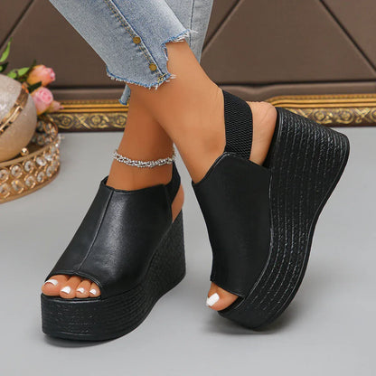 Leather Wedge Sandals - Maison Novaire #