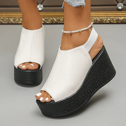 Leather Wedge Sandals - Maison Novaire #