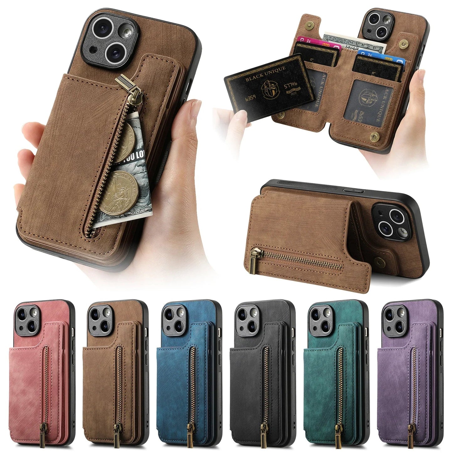 Leather wallet Case For iPhone - Maison Novaire #