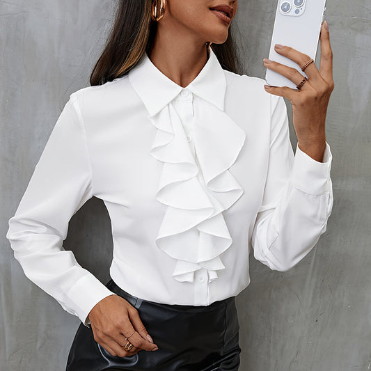 Loose Chiffon Shirt Women Ruffles - Maison Novaire