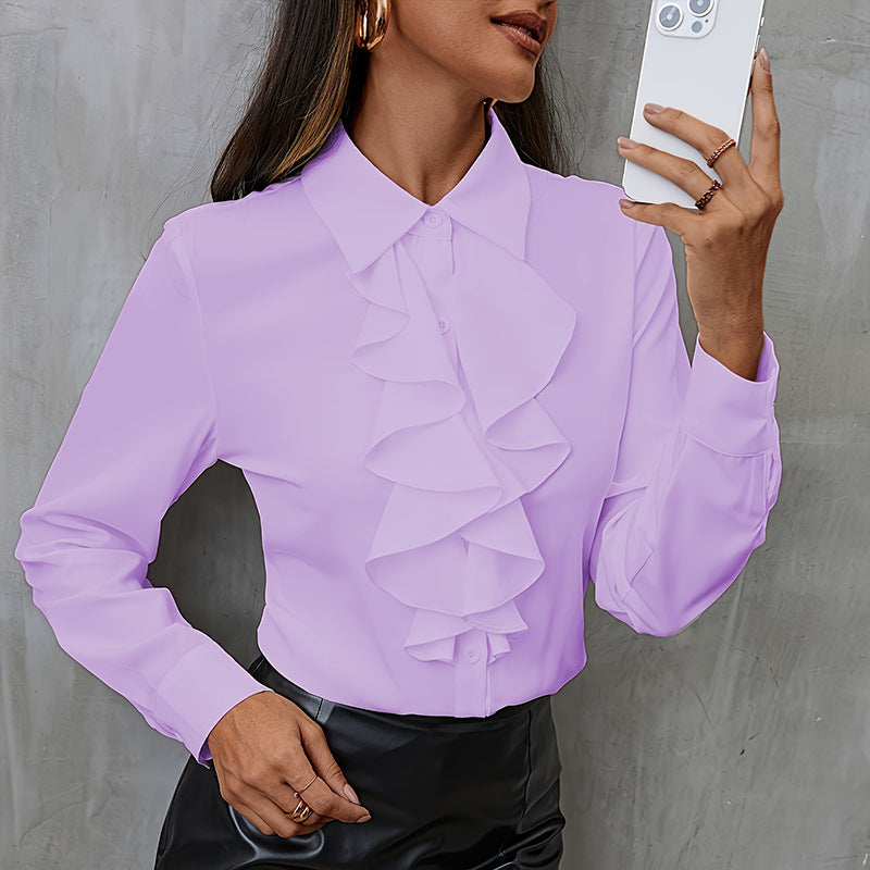 Loose Chiffon Shirt Women Ruffles - Maison Novaire #