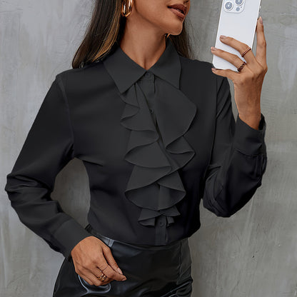 Loose Chiffon Shirt Women Ruffles - Maison Novaire #