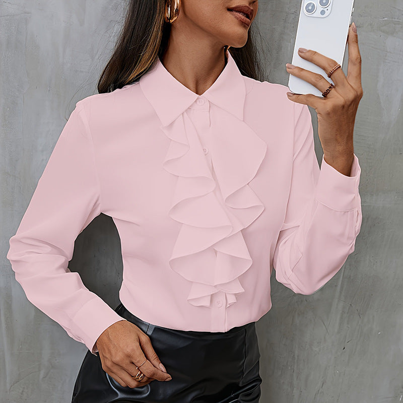 Loose Chiffon Shirt Women Ruffles - Maison Novaire #