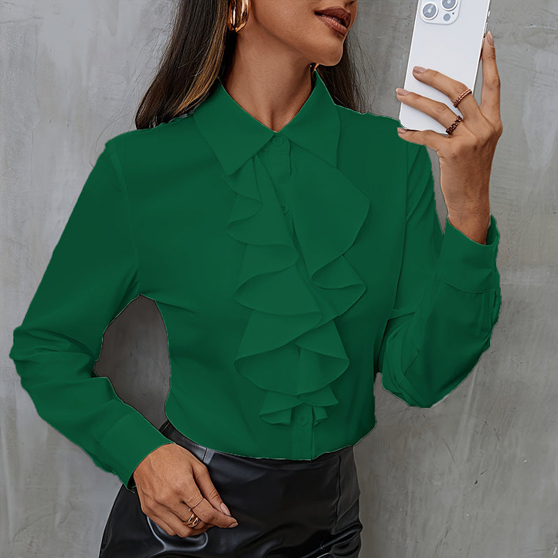 Loose Chiffon Shirt Women Ruffles - Maison Novaire #