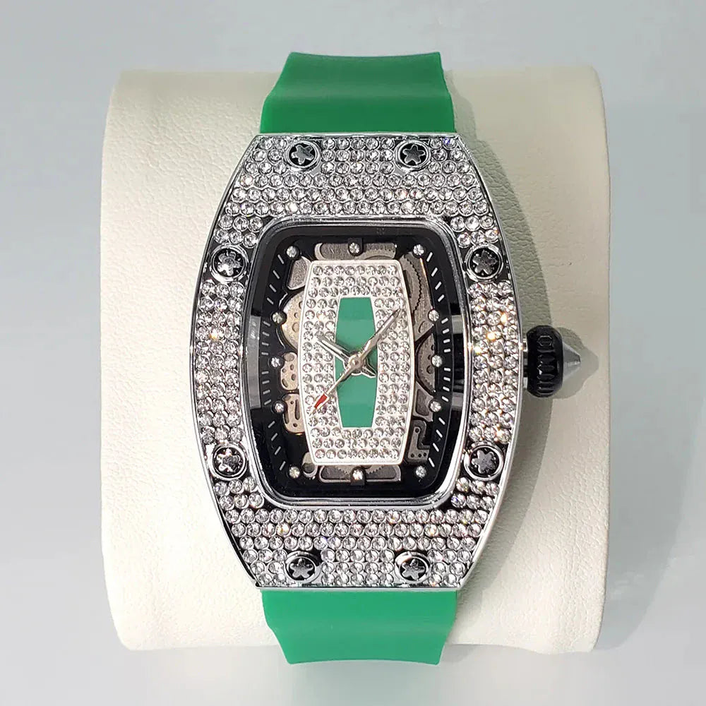 Luxury Diamond Women’s Watch | Tonneau Ice-Out Waterproof Sport Clock - Maison Novaire #