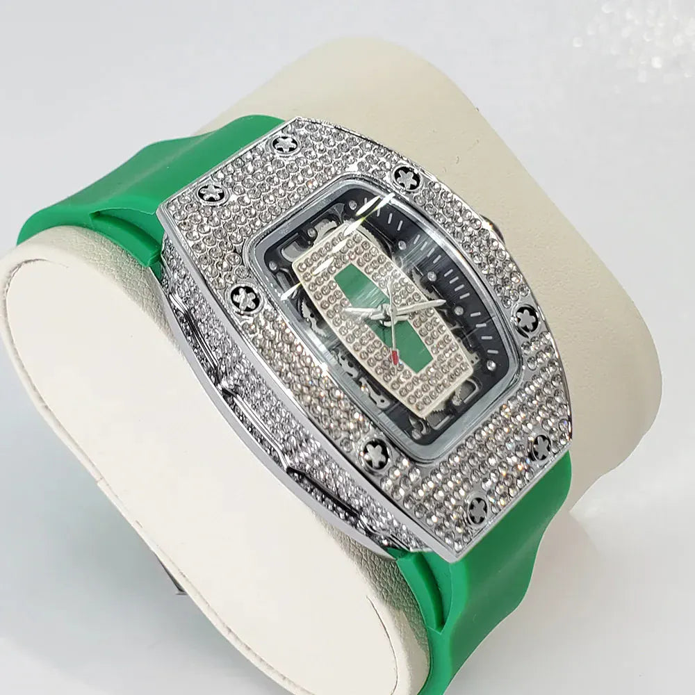 Luxury Diamond Women’s Watch | Tonneau Ice-Out Waterproof Sport Clock - Maison Novaire #
