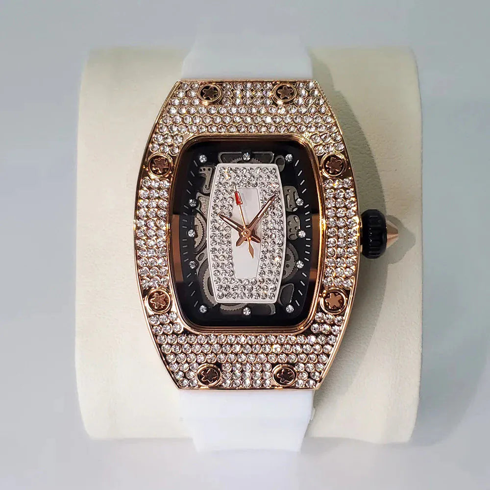 Luxury Diamond Women’s Watch | Tonneau Ice-Out Waterproof Sport Clock - Maison Novaire #