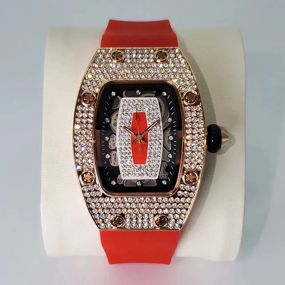 Luxury Diamond Women’s Watch | Tonneau Ice-Out Waterproof Sport Clock - Maison Novaire #