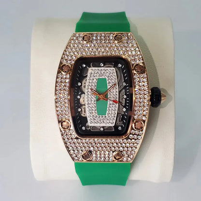Luxury Diamond Women’s Watch | Tonneau Ice-Out Waterproof Sport Clock - Maison Novaire #