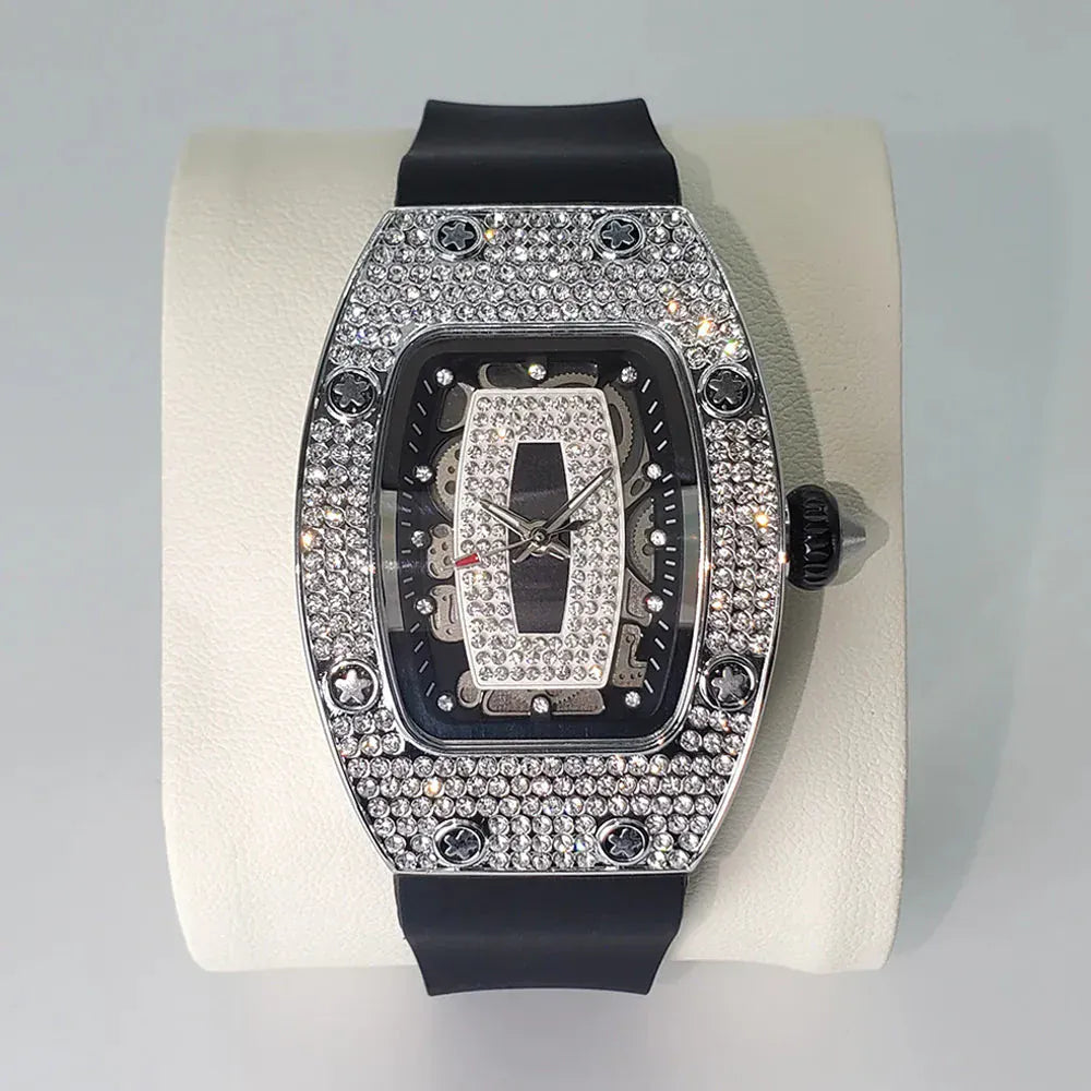 Luxury Diamond Women’s Watch | Tonneau Ice-Out Waterproof Sport Clock - Maison Novaire #