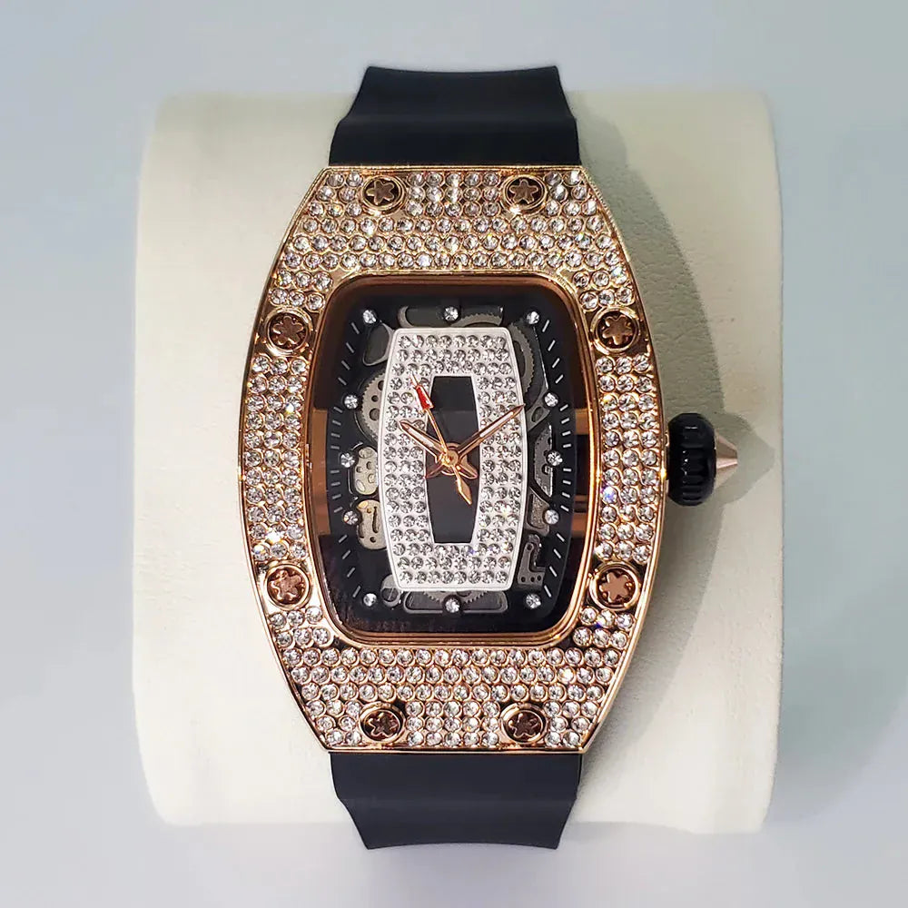 Luxury Diamond Women’s Watch | Tonneau Ice-Out Waterproof Sport Clock - Maison Novaire #