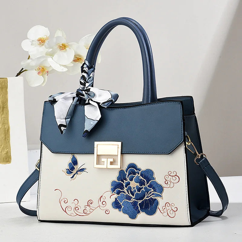 Luxury Embroidered Shopping Handbags.Female Shoulder Leather Bag. - Maison Novaire #