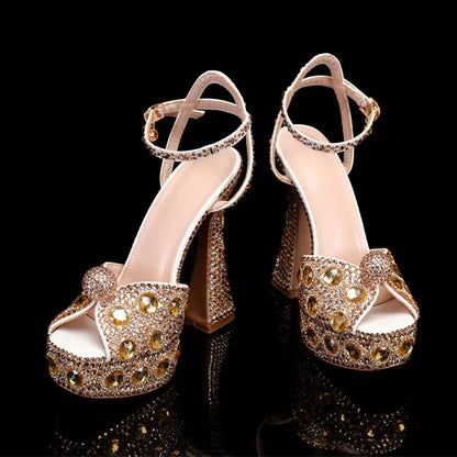 Luxury Handmade Full Rhinestones Peep toe Women Sandals. - Maison Novaire #