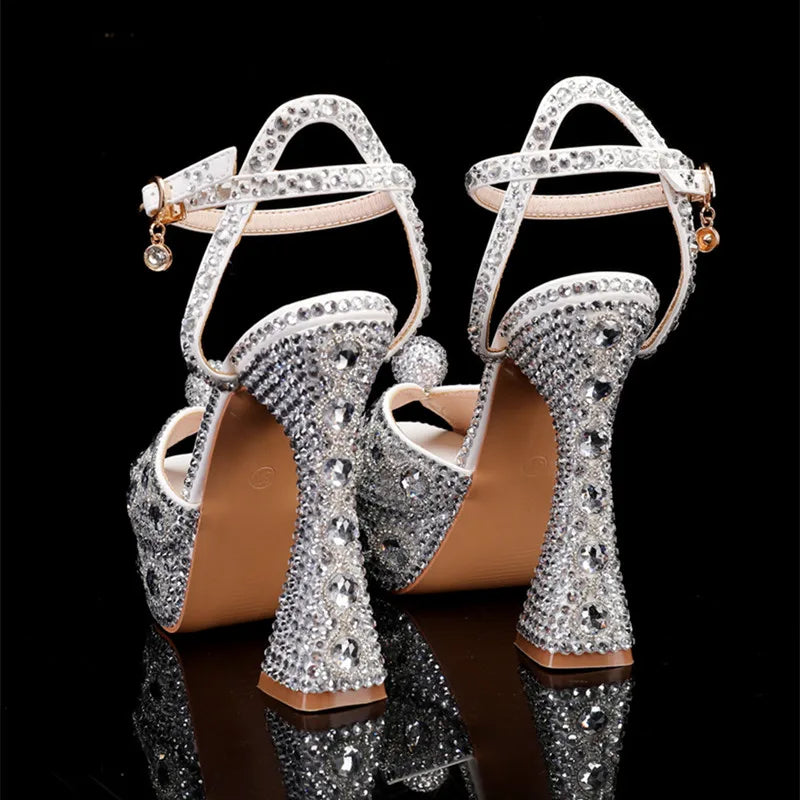Luxury Handmade Full Rhinestones Peep toe Women Sandals. - Maison Novaire #