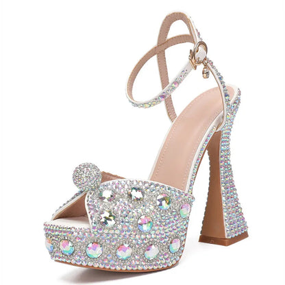 Luxury Handmade Full Rhinestones Peep toe Women Sandals. - Maison Novaire #