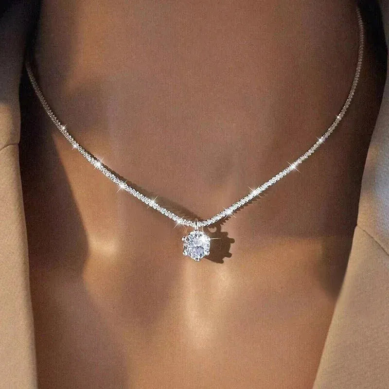 Luxury Moissanite Necklace 1CT – GRA Certified 925 Silver Pendant - Maison Novaire #