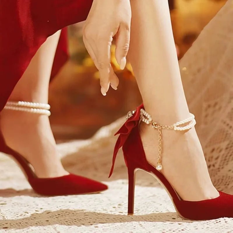 Luxury Pearl Butterfly High Heel Pumps - Maison Novaire #