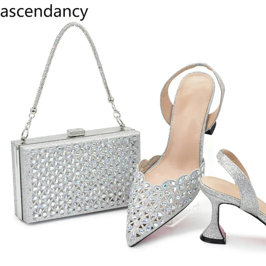 Luxury Rhinestone Italian Designer Shoes and Bags Set (Ascendancy). - BLAKESTORE-NG