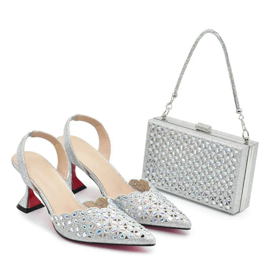 Luxury Rhinestone Italian Designer Shoes and Bags Set (Ascendancy). - Maison Novaire