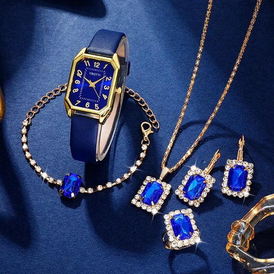 Luxury Women Wristwatch Blue Leather Band - Maison Novaire