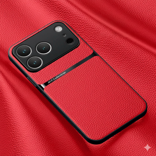 Magnetic Leather Back Case for iPhone 17 & 16 Series – Premium Protective Car Holder Phone Cover - BLAKESTORE-NG