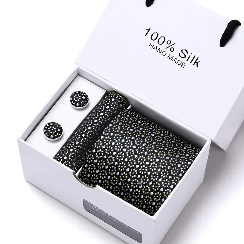 Maison Novaire 100% Silk Striped Floral Tie Set - Maison Novaire #