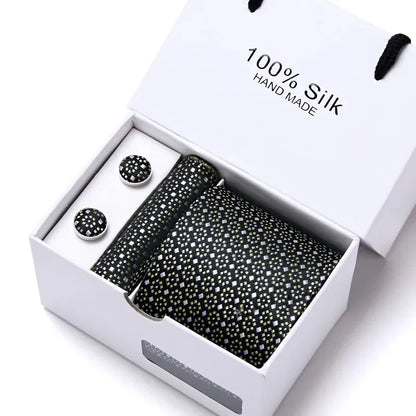 Maison Novaire 100% Silk Striped Floral Tie Set - Maison Novaire #