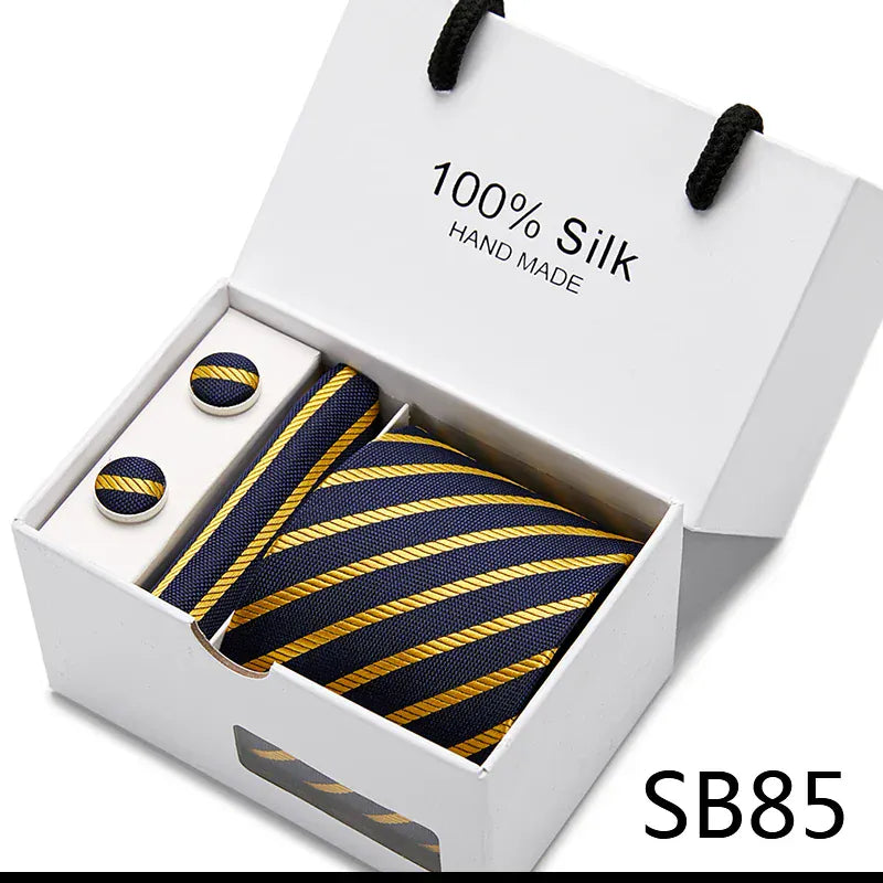 Maison Novaire 100% Silk Striped Floral Tie Set - Maison Novaire #