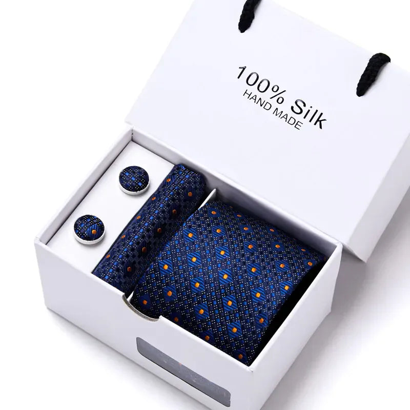 Maison Novaire 100% Silk Striped Floral Tie Set - Maison Novaire #