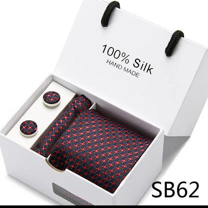 Maison Novaire 100% Silk Striped Floral Tie Set - Maison Novaire #
