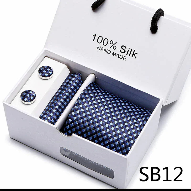 Maison Novaire 100% Silk Striped Floral Tie Set - Maison Novaire #