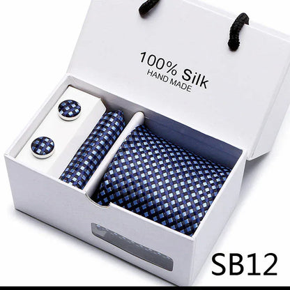 Maison Novaire 100% Silk Striped Floral Tie Set - Maison Novaire #