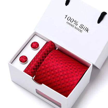 Maison Novaire 100% Silk Striped Floral Tie Set - Maison Novaire #