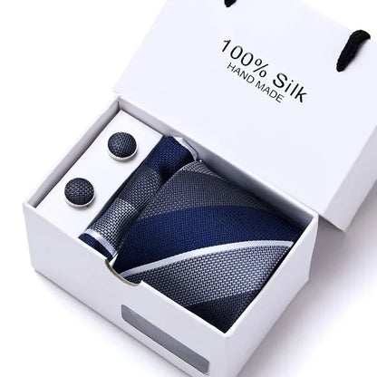 Maison Novaire 100% Silk Striped Floral Tie Set - Maison Novaire #