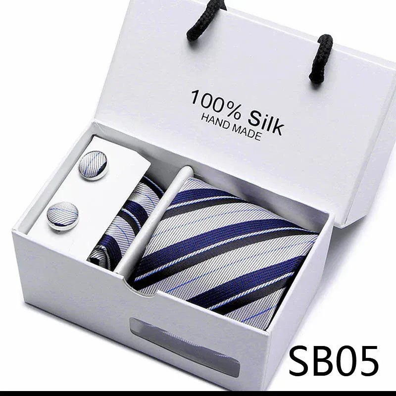 Maison Novaire 100% Silk Striped Floral Tie Set - Maison Novaire #