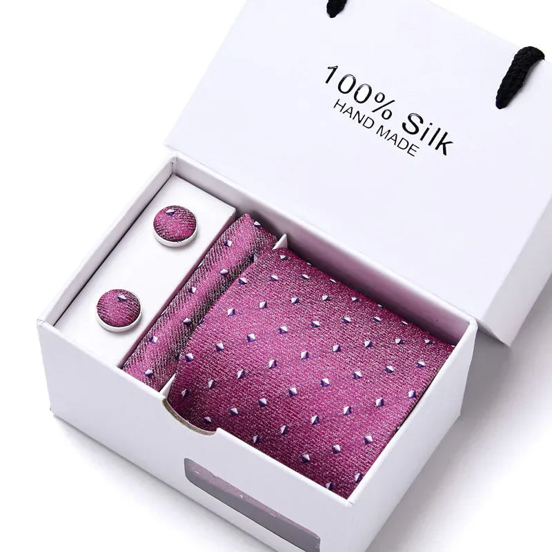 Maison Novaire 100% Silk Striped Floral Tie Set - Maison Novaire #