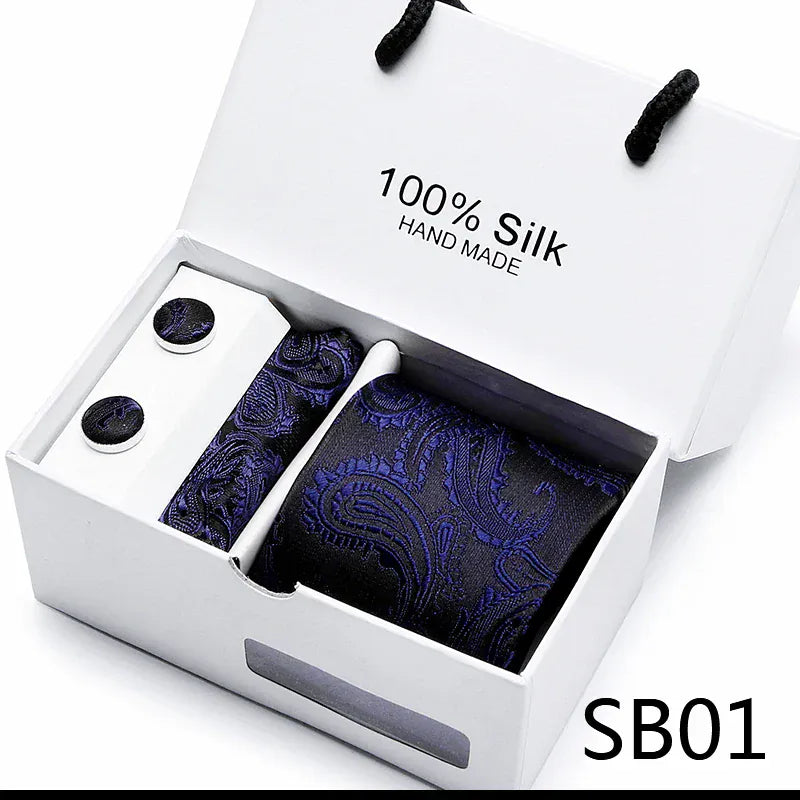 Maison Novaire 100% Silk Striped Floral Tie Set - Maison Novaire #