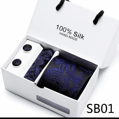 Maison Novaire 100% Silk Striped Floral Tie Set - Maison Novaire #