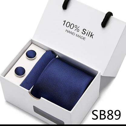 Maison Novaire 100% Silk Striped Floral Tie Set - Maison Novaire #