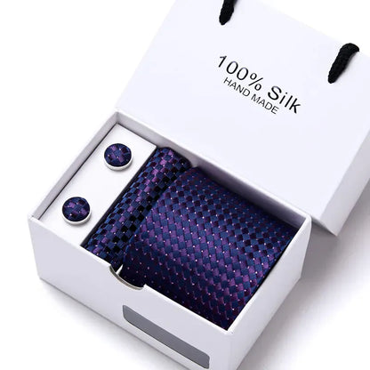 Maison Novaire 100% Silk Striped Floral Tie Set - Maison Novaire #