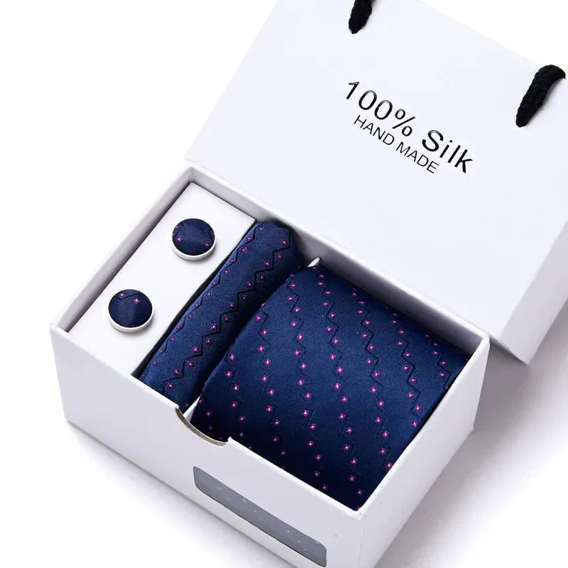 Maison Novaire 100% Silk Striped Floral Tie Set - Maison Novaire #